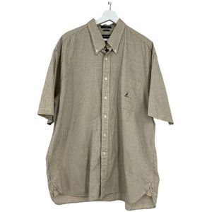 Nautica shirt XXL mens short sleeve checkered button down yellow navy top